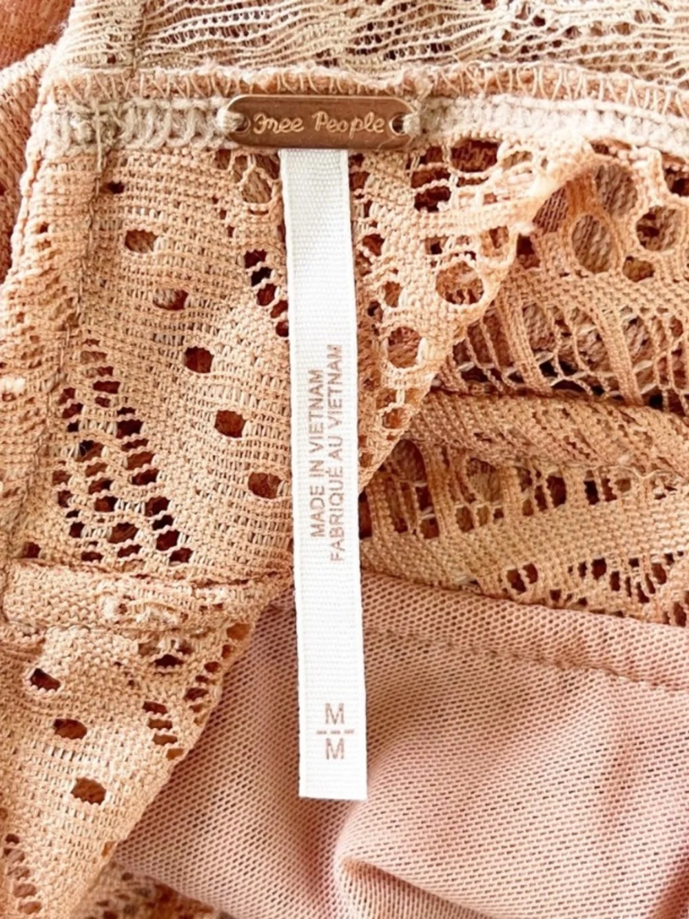 NWOT Free People Monaco Long Sleeve Lace Top Blush High Neck
